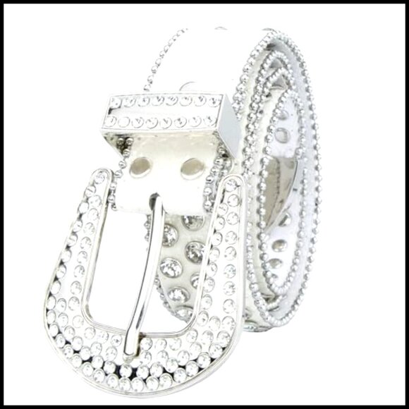 Rhinestone Western Belt Leather Studded Cowgirl Cowboy Style Waist 29-39